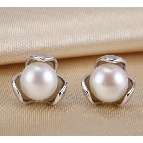Fashion Jewelry 925 Sterling Silver Inlaid Natural Pearl Earrings Simple Trendy Accessories Female Jewelry
