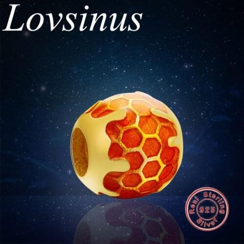 925 Sterling Silver Bee Honeycom Charms Dangle Fits Original Europe Charms Bracelets For Women Jewlery DIY Making Gift Berloque