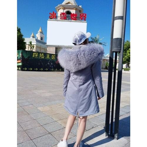 MAOMAOKONG winter new star with the same coat lamb fur collar thickened liner overcoming coat women