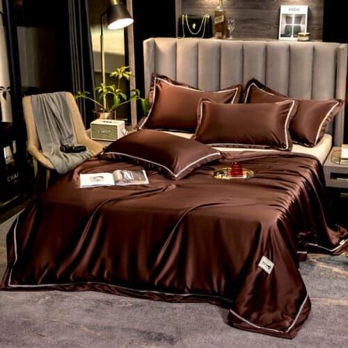 1PC High-End Spring Summer Solid Color Brown Washable Silk Air Conditioner Quilt Double Thin Quilts Comforter Blanket #sw