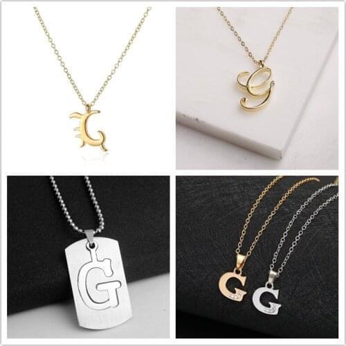 1pcs Family mom name gift Initial Letter G monogram alphabet Stainless steel alloy 26 English word sign pendant Necklace jewelry