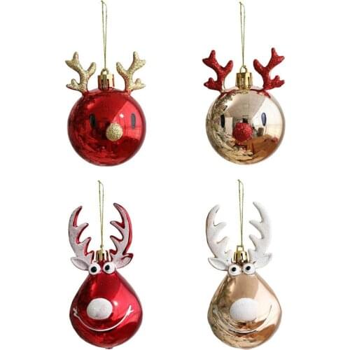 2pcs Elk Christmas Ball Xmas Tree Pendant Window Hanging Ornaments 2022 New Year Home Party Decoration Gift