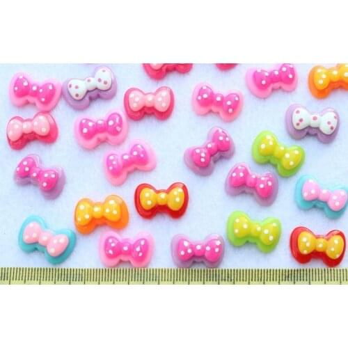250pcs double bows mixed lovely double Bow polka dots charm Cabochon Cabs 18mm Resin wholesale free shipping