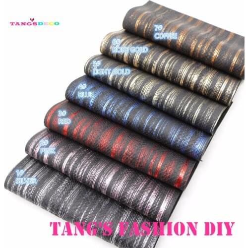 7pcs---20X22CM DIY Hair Bow Material High Quality Black Snake Skin With Metal Lines Embossed PU Synthetic Faux Leathers