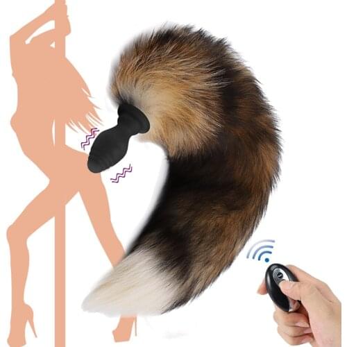 Remote Vibrating Anal Plug Tail Anal Vibrator Sex Toys Butt Plug Fox Tail for Women Man Anal Dildo Masturbator Prostate Massager