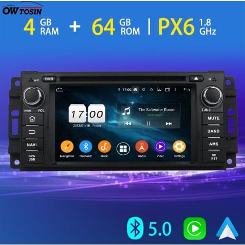 PX6 4+64G Android 10.0 Car DVD Multimedia Player GPS Radio For Jeep Compass Grand Cherokee Commander Wrangler/Unlimited Patriot