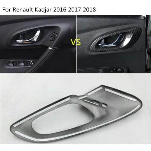 Car Styling Cover Protect Stick Trim Carbon Fibre Car Door Inner Built Handle Bowl 4pcs For Renault Kadjar 2016 2017 2018 2019