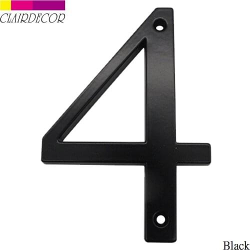 House Number 101mm Flush Mount Black Metal Number Door Address Number Zinc Alloy Screw Mounted Outdoor Address Sign #4