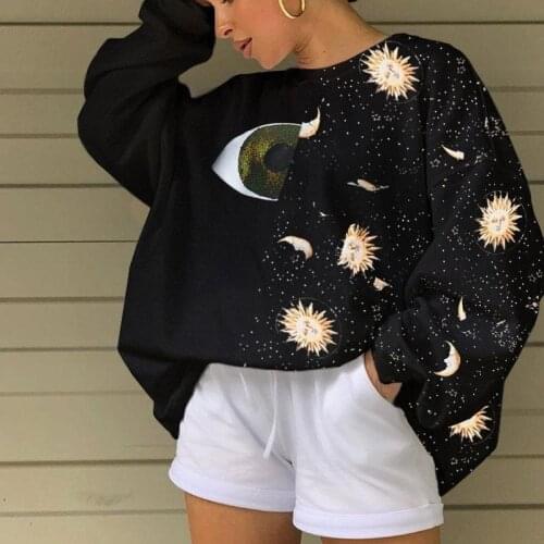 Black Eye Vintage Design Crewneck Sweatshirt Women Loose Casual Long Sleeve Tops 2020 New Fashion Streetwear Girls Plus Size 3XL