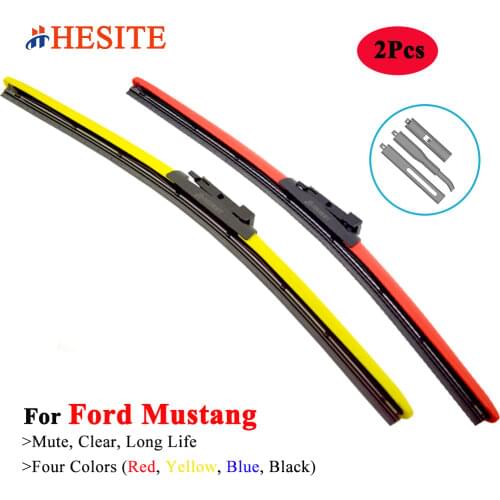 2Pcs Colored Windscreen Car Wiper Blades For Ford Mustang Vehicle 2000-2020 22"+20" Red Yellow Blue Black Natural Rubber Wipers