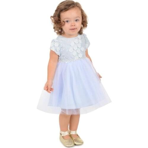 Yatheen Baby Girls And Toddler 6m-3t Short Sleeve Patterned/Tulle Fit-And-Flare Dress Kids Party Dresses Kids Party Dresses