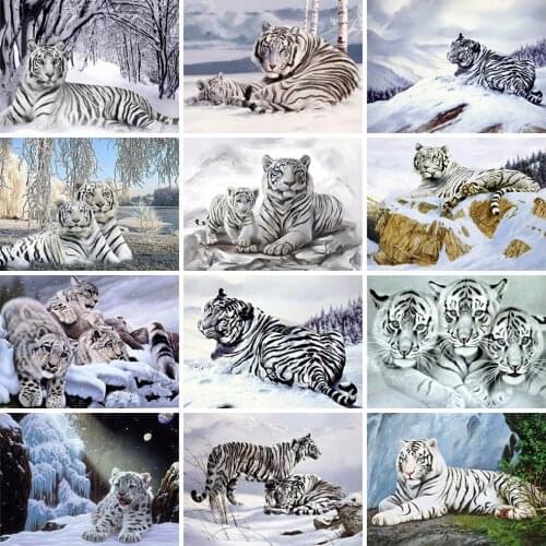 EverShine Diamond Embroidery Needlework Tiger Picture Of Rhinestones Diamond Painting Full Drill Animal Cross Stitch Handicraft