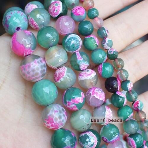 Faceted Pink Green Agate 6-12mm Round Loose Beads 14inch ,Wholesale For DIY Jewellery Free Shipping