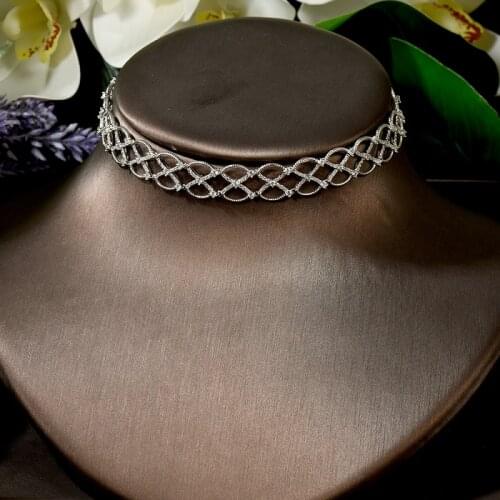 HIBRIDE Luxury Punk Rock Link Chain Choker Necklace For Women Femme Party Cubic Zircon CZ Vintage Bohemian Fashion Jewelry P51