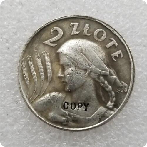 1924-Poland-Polonia-Polen-Pologne-Polska-2-zlote-Novodel-Restrike-Silver-Plated Copy Coin
