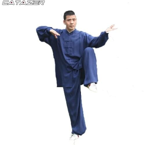 Cotton Linen Tai Chi Uniforms Martial Arts Kung Fu Wushu Suit Wing Chun Jacket and Pants 25 Colors Custom Service