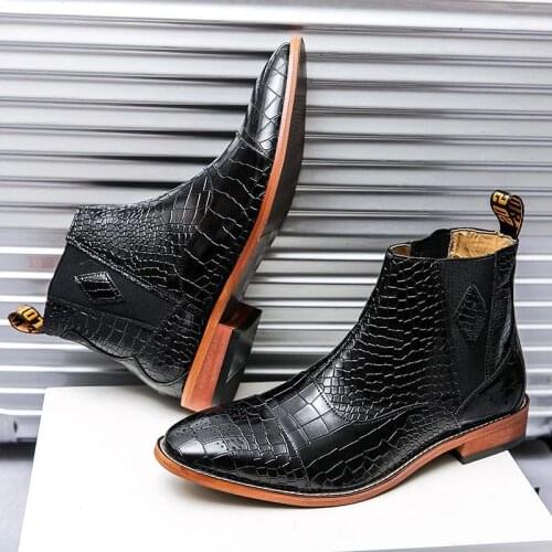 Nice Men Business Round Head Ankle Boots Office Formal Dress Shoes Breathable Comfortable Shoes Mens Waterproof Non-Slip Shoes