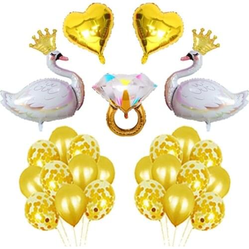 Swan Princess Diamond Balloon Party Decorations Aluminum Film Balloons Ornaments for Valentines Day Wedding