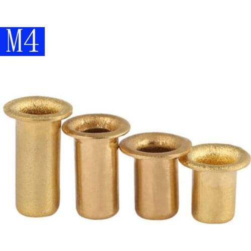 M4 4mm Copper Brass Vias Rivet Nuts Through Hole Rivets Hollow Grommets NEW