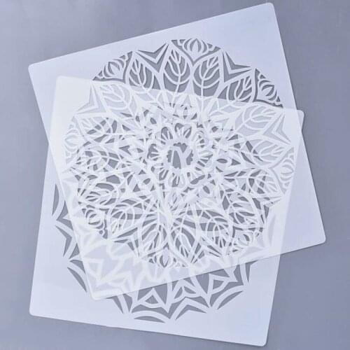Mandala Lotus Stencil Painting Geometry Floor Wall Decorative Template DIY Scrapbook Coloring Embossing Album Tool 30*30CM
