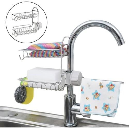 2021 Faucet Rack Multifunctional Convenient Stainless Steel Kitchen Water-tap Storage Holder Bathroom Multi-Layer Storage Racks