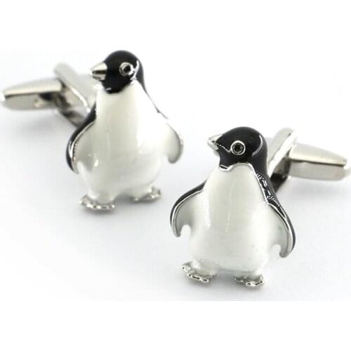 Mens Cute Penguin Cuff Links Copper Material Black & White Color