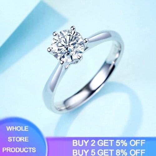 Natural CZ Gemstone Rings For Women 6.5MM Classic Sterling Silver 925 Wedding Engagement Ring Gift Fine Jewelry With Certificate