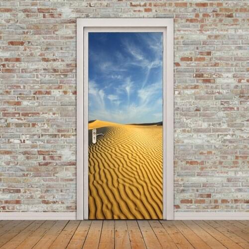 Imitation 3D New Desert Door Stickers Wallpaper Wall Sticker Wooden Stickers Self-Adhesive Waterproof Home Decoration