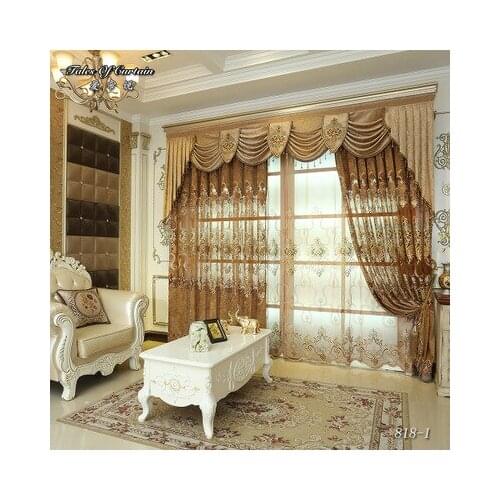 European and American Style Royal Gold Luxury tulle curtains for Living Room window curtain Bedroom Window curtains kitchen/Hote