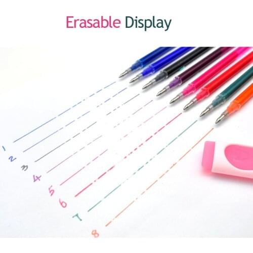 Xiamei 10 Pcs Ink Refills 0.5mm Erasable Pen Refills 8 Colors Student Gel Pen Roller Ball Pen Refill for Office Writing