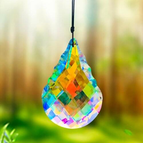 Fire Polished AB Color Longan Gourd Crystal Chandelier Prism Suncatcher DIY Garden Wedding Props Ceiling Curtain Make Accessory