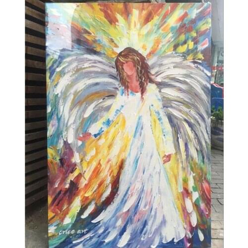 High quality Handmade thick knife abstract oil painting angel portrait abstract on Canvas Painting Living Room Home Decor Art