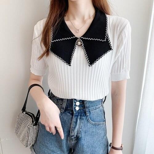 2021 Limited 20612 (room 6, Row 4, No.2 Middle) Non Real Net Red Picture Square Neck Short Sleeve Knitted T-shirt [2000] 32