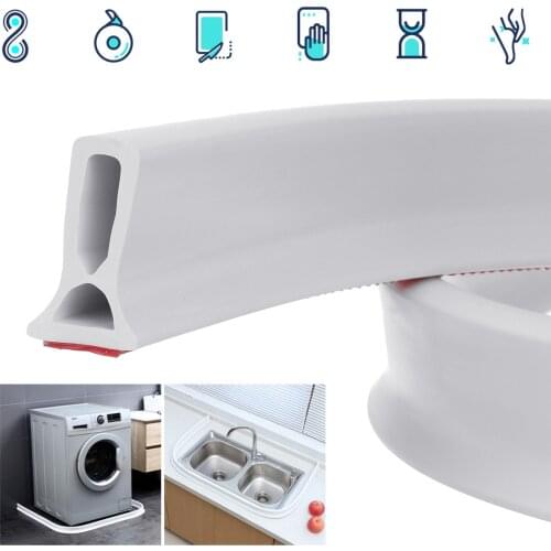 Bathroom Kitchen Sealing Strip Shower Sink Bath Water Stopper Waterproof Retaining Barrier White PVC Self Adhesive 0.5-1.5m