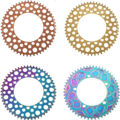 Bike Bicycle Sprocket Chain Wheel Aluminum Alloy Folding Bike Chain Ring 53t 56t Colorful Single Chainwheel Cycling Bicycle Part