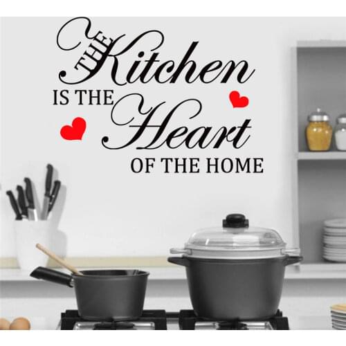 Kitchen Is The Heart Of Home Wall Sticker Art Quote Vinyl Home Decoration Kitchen Decals Removable Self-adhesive Murals 4004