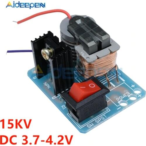 High Frequency 15KV DC High Voltage Arc Ignition Generator Inverter Boost Step Up 18650 DIY Kit U Core Transformer Suite 3.7V