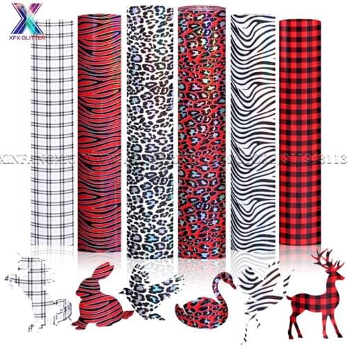 XFX HTV Wholesale 30 Sheet 25x30.5cm Christmas Plaid Heat Transfer Vinyl Bundle T-shirt Iron on HTV Stickers Cricut Vinyl Roll