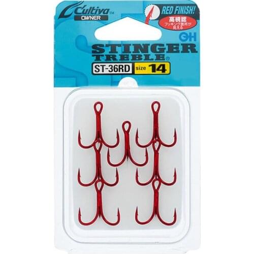 Japan Imported Owner ST-36RD Three Anchor Treble Hook Red Barbed Hook Peche Carp Fishing Bait Lure Fishing Hook Sea Boat Tackles