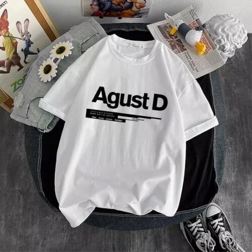 Agust D printed T-shirt new Korean version of KPOP D-2 album womens T-shirt Yongi shirt girl fashion clothes top T-shirt women