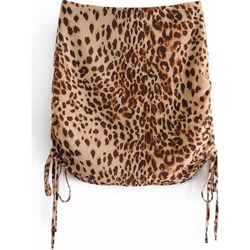 Women Fashion Leopard Drawstring Skirt Ladies Stylish Skirt for Shopping Daily Wear