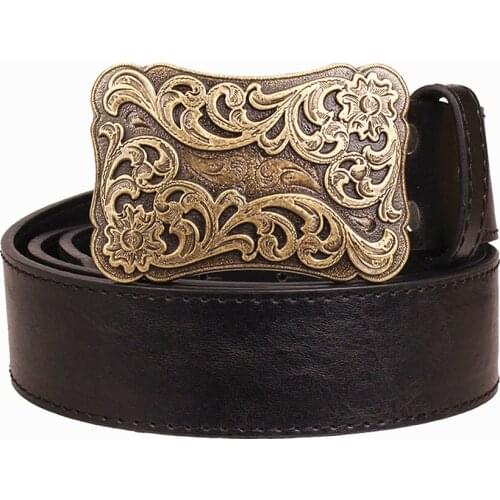 Retro women leather belt metal buckle weave Arabesque pattern belts jeans trend punk rock strap decoration belt gift for women