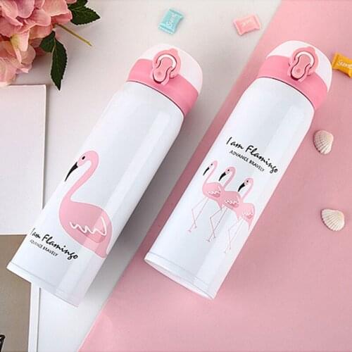 100pcs/lot Flamingo Travel Mugs Coffee Tea Vacuum Insulated Thermal Cup Bottle Drink Bottle Thermo cup Car Thermos