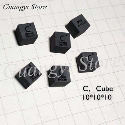 2pcs C Carbon Cubic High Purity Graphite Cubic Periodic Phenotypic Cube Edge Length of 10mm Is About 1.7g