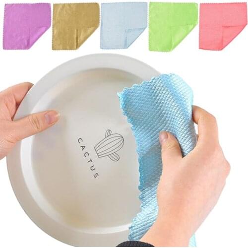 3 Packs Of Random Color Magic Wiper Glass Rags Will Not Absorb Hair Fish Scale Cloth Lazy Housework Cleaning Artifact