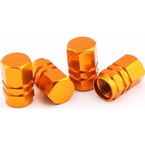 4Caps/Set Car Tire Valve Stem Rim Cap Orange Golden Yellow Air-Dust Covers Auto Tyre Parts Accessories
