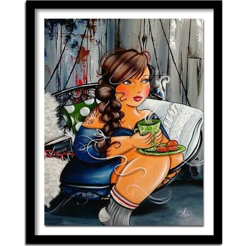 5D Diy Daimond Painting Cross Stitch "Obese woman" 3D Diamond Diamant Full Round Rhinestones Painting Diamond Embroidery