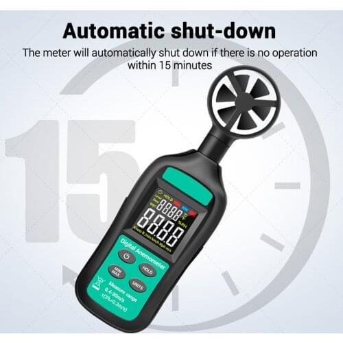 LCD Digital Anemometer Outdoor Wind Speed Meter Air Velocity Gauge 0-30m/s Wind Speed Measuring Device Temperature Tester