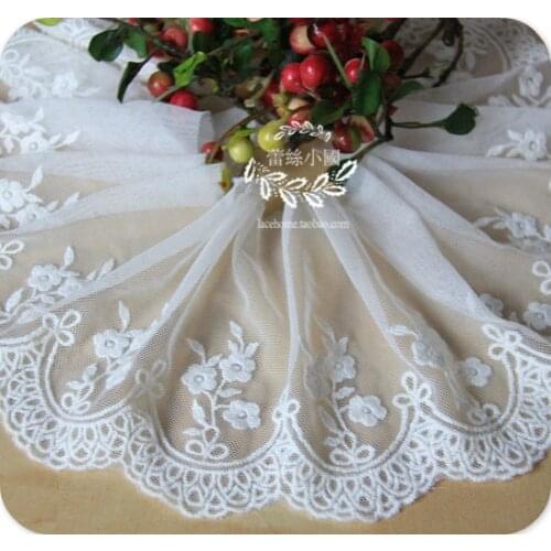 Free Shipping Exquisite Gauze Embroidery Lace Trim Lace Fabric Width 11cm 5Yds/lot