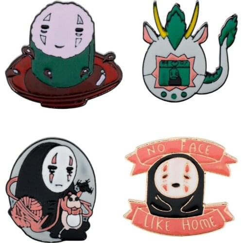 Cartoon No Face Man Character Brooch Japanese Anime Spirited Away Theme Enamel Lapel Pin A Voyage of Chihiro Brooches Jewelry